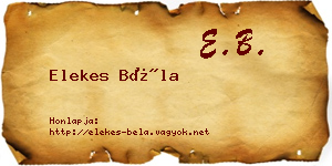 Elekes Béla névjegykártya