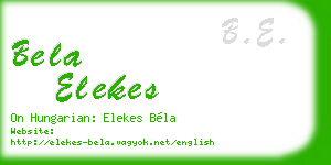 bela elekes business card
