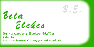 bela elekes business card